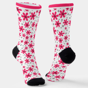 Rode daisy bloemen retro achtergrond zomer sokken