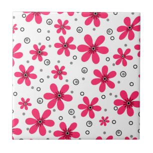 Rode daisy bloemen retro achtergrond zomer tegeltje