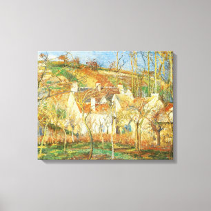 Rode daken, hoek van een dorp, winter door Pissarr Canvas Afdruk