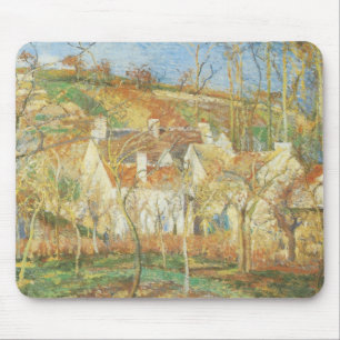 Rode daken, hoek van een dorp, winter door Pissarr Muismat