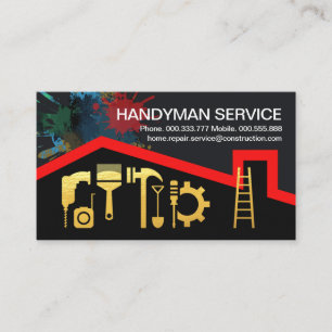 Rode Dakverf Splatter Gold Tools Visitekaartje