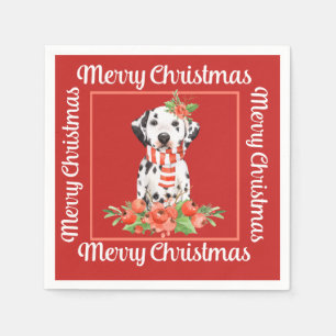 Rode Dalmatische Prettig Kerstfeest Servet