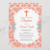 Rode Damascus Kruis Doopsel Uitnodiging (Voorkant / Achterkant)