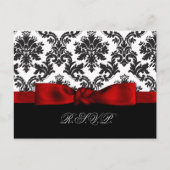 Rode Damask bruiloft RSVP kaarten (Voorkant)