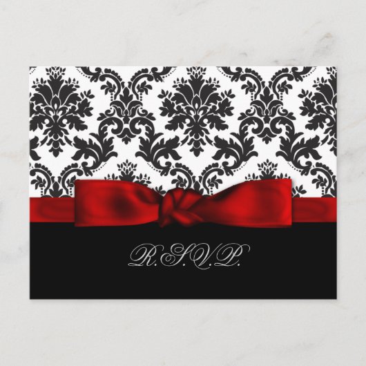 Rode Damask bruiloft RSVP kaarten (Voorkant)