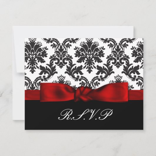Rode Damask bruiloft RSVP kaarten Kaartje (Voorkant)