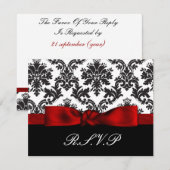 Rode Damask bruiloft RSVP kaarten Kaartje (Voorkant / Achterkant)
