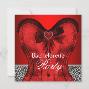 Rode Damask Herenkous Bruidsmeisjesfeest Kaart