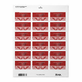 Rode Damask Monogram Weddenschap Adresetiketten Etiket (Full Sheet)