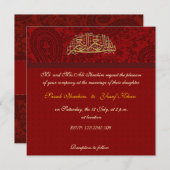 Rode Damask-moslimbruiloft Kaart (Voorkant / Achterkant)