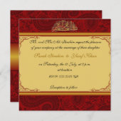 Rode Damask-moslimbruiloft Kaart (Voorkant / Achterkant)