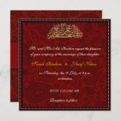 Rode Damask-moslimbruiloft Kaart (Voorkant / Achterkant)