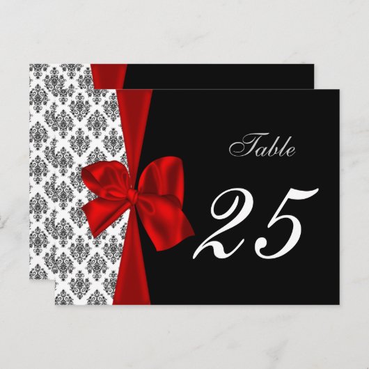 Rode Damask Tabelnummers briefkaarten (Voorkant / Achterkant)