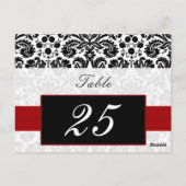 Rode Damask Tabelnummers briefkaarten (Achterkant)