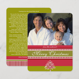 Rode Damask Tree Christmas Kaart