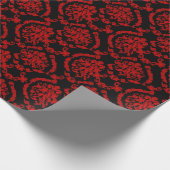Rode Damaskers op zwart Cadeaupapier (Hoek)