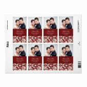 Rode Damast foto Trouwlabels Etiket (Full Sheet)