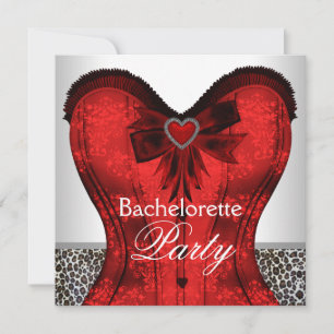 Rode Damast Tailleband Luipaard Bachelorette Feest Kaart