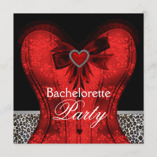 Rode Damast Tailleband Luipaard Bachelorette Feest Kaart