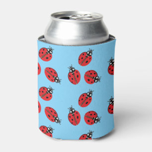 Rode Dame Bug Illustratie Lichtblauw Blikjeskoeler