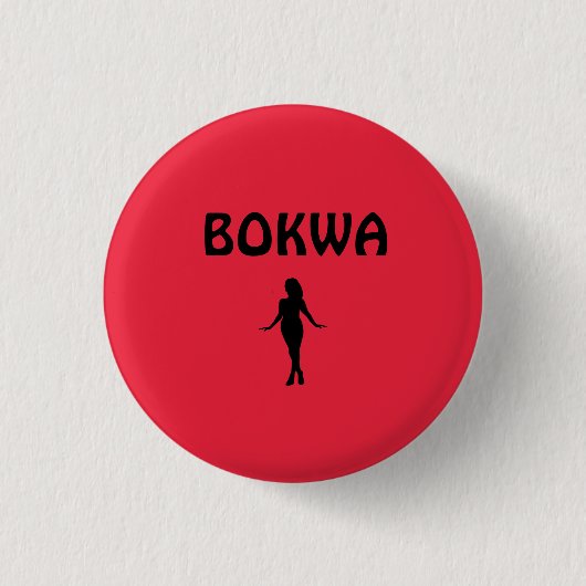 Rode Danser Silhouette Bokwa Ronde Button 3,2 Cm (Voorkant)
