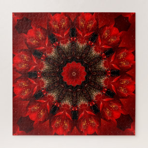 Rode decoratieve bloemige legpuzzel