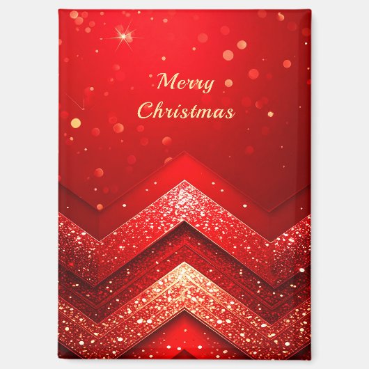 Rode decoratieve kerstglitter vakantiemagnet magneet (Voorkant)