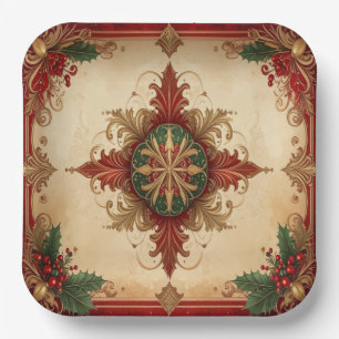 Rode decoratieve kerstvakantie papieren bord