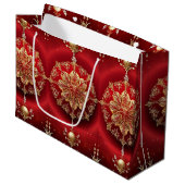Rode Decoratieve Ornamenten Vakantie Gift Bag Groot Cadeauzakje (Voorkant Gekanteld)