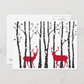 Rode deers in het bos van de vogelboom briefkaart (Voorkant / Achterkant)