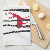 Rode deers in het bos van de vogelboom theedoek (Quarter Fold)