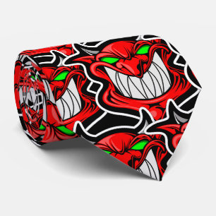 Rode Demon met Groene Ogen Retro Art Stropdas