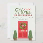 Rode deur en Topiaries Waterverf kerstbeweging Feestdagenkaart (Voorkant)