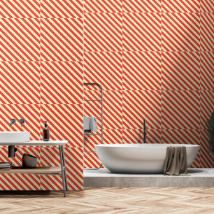 Rode diagonale streep behang