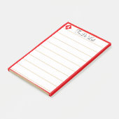 Rode diamant & monogram op witte lijn post-it® notes (Schuin)