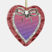 Rode diamanten hart frame kerstbal keramisch ornament (Rechts)