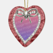 Rode diamanten hart frame kerstbal keramisch ornament (Links)