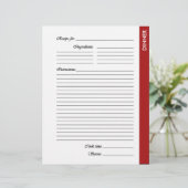 Rode DINNER 2-zijdige Recipe Pages (Staand voorkant)