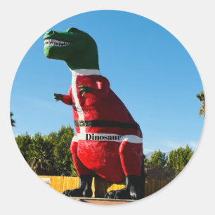 Rode dinosaurus, klassieke ronde Stickers