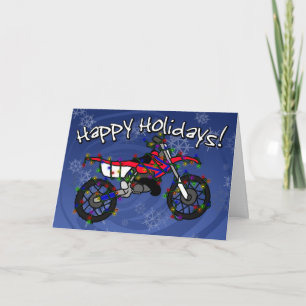 Rode Dirt Bike Christmas Kaart