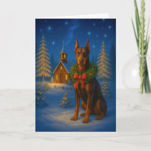 Rode Dobermannen Kerstkaart Feestdagen Kaart