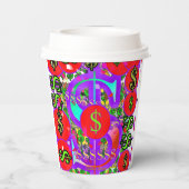 Rode Dollar Tekens Papieren Bekers (Achterkant)