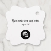 Rode Dood Dansende Skeletten Gotische Bruiloft Bedankjes Labels (Achterkant)