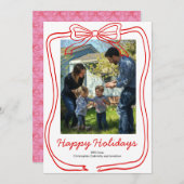 Rode Doodle Boogframe Aangepaste Foto Feestdagenkaart (Voorkant / Achterkant)