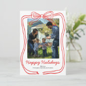 Rode Doodle Boogframe Aangepaste Foto Feestdagenkaart (Staand voorkant)