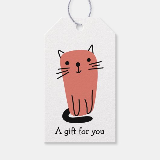 Rode Doodle Cat Gift voor u op maat Cadeaulabel (Voorkant)