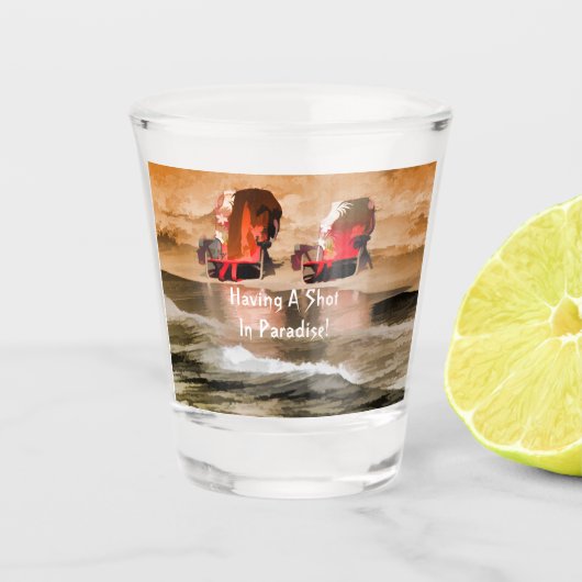 Rode doorzitters op de zand shot glas (Voorkant)