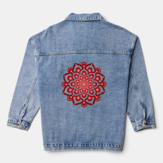 Rode Dot Mandala Bloem Denim Jacket (Achterkant)