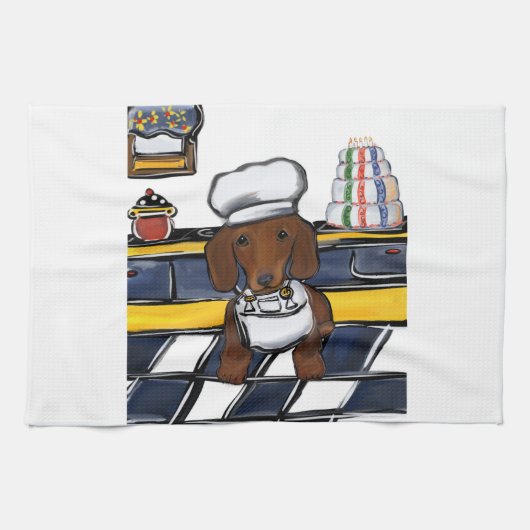 Rode Doxie Chef Theedoek (Horizontaal)