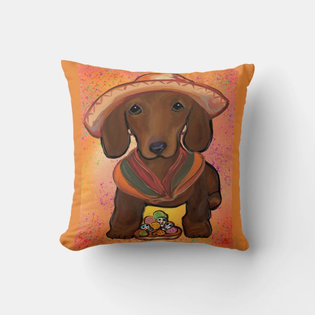 Rode Doxie Kussen (Voorkant)